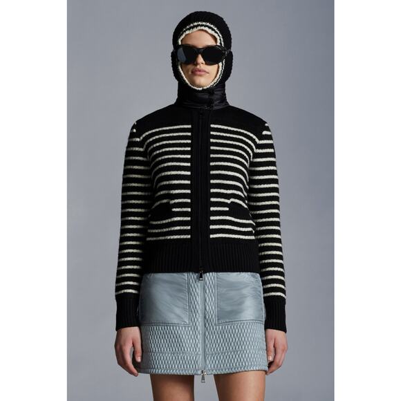 1.6k$ MONCLER Striped Cardigan Tricot Wool Down Jacket Size : XS - Picture 2 of 16